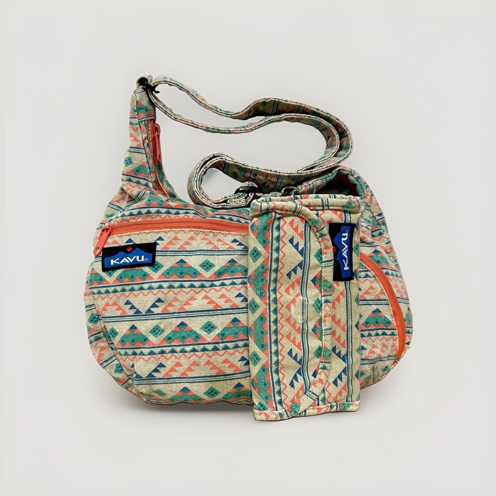 KAVU Aztec Crossbody Bag & Wallet Messenger Gorpcore Southwest Boho Tribal Retro